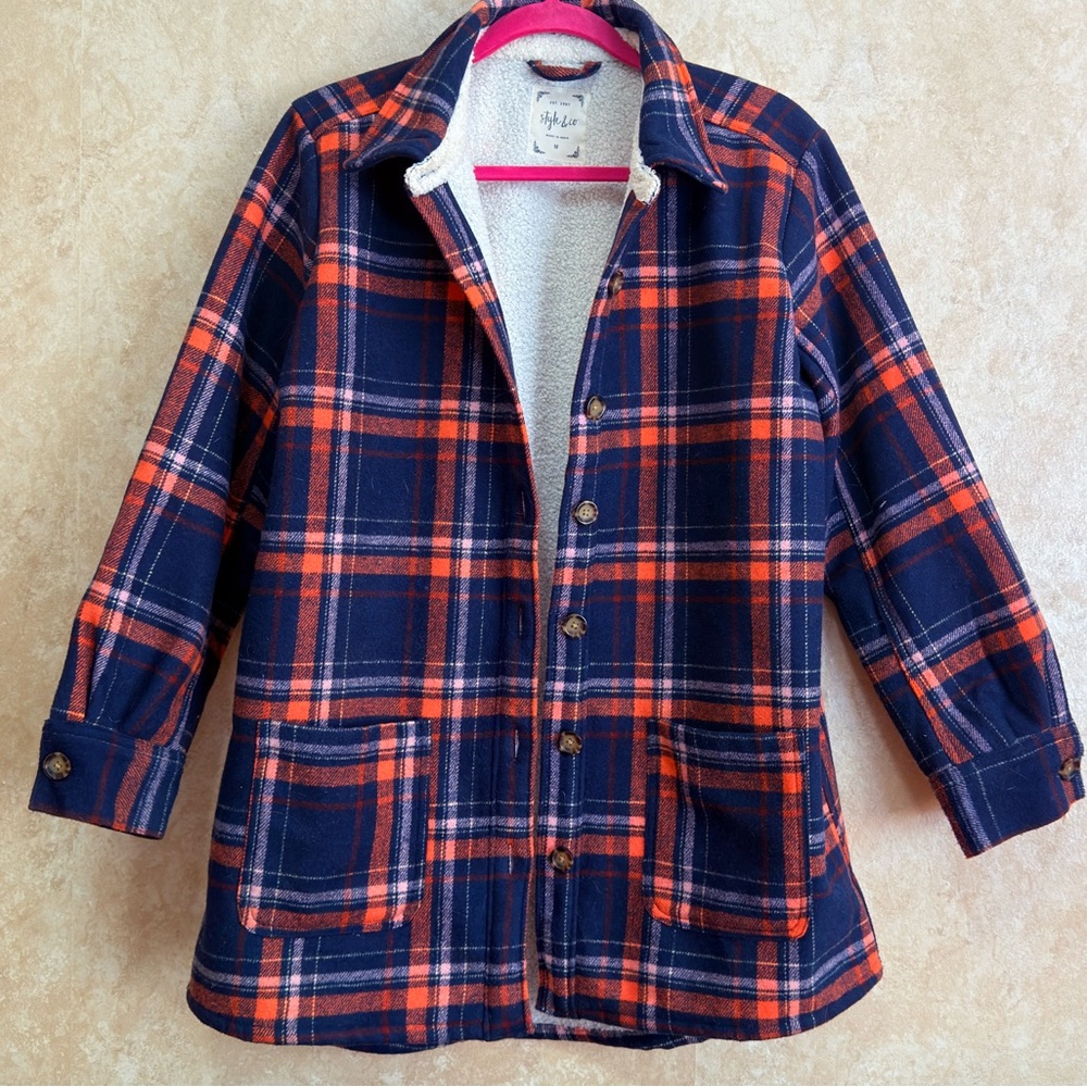 STYLE & CO LADIES FLEECE FLANNEL Wool mix Jacket COAT sizeM